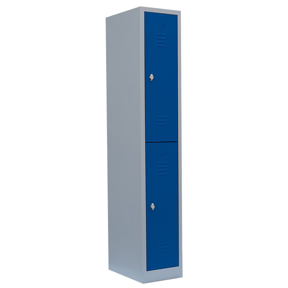Garderobenschrank, Doppelstockspind, 1 Abteil, 2 Fächer, 1.800 x 315 x 500 mm (HxBxT), Stahl, Drehriegel, Korpus: lichtgrau, Front: anthrazitgrau