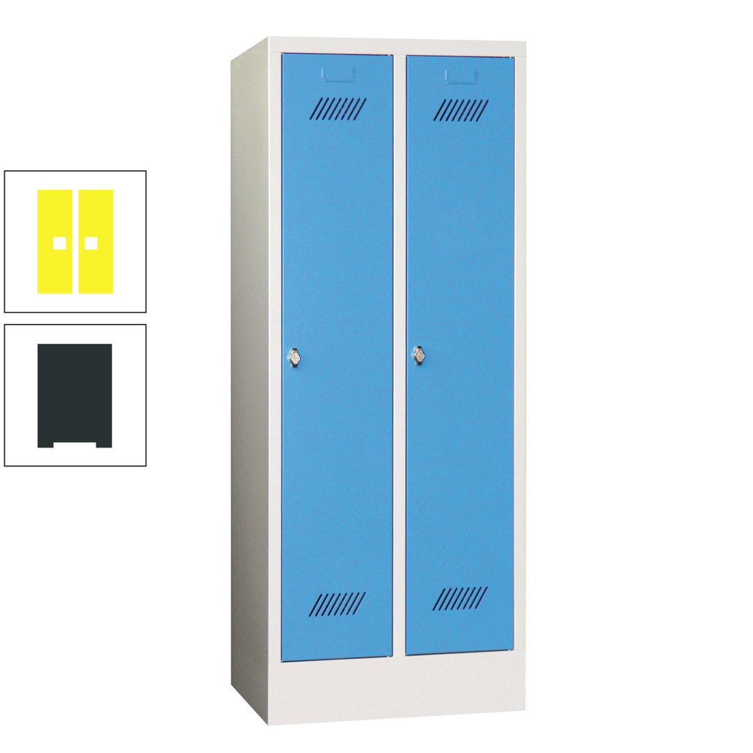 Spindschrank f. Schulen - mit Sockel - Höhe 1.600 mm - 2 Abteile a 300 mm - Drehriegel - anthrazitgrau