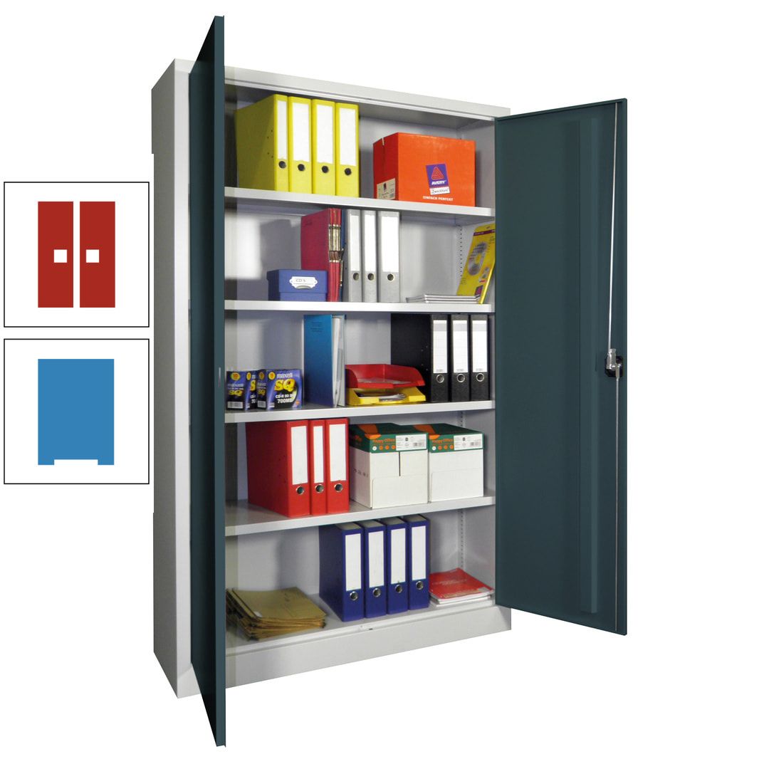 Aktenschrank - Vollblechtüren - 1.950x1.200x400 mm (HxBxT) - 4 Einlegeböden verzinkt - Zylinderschloss - anthrazitgrau