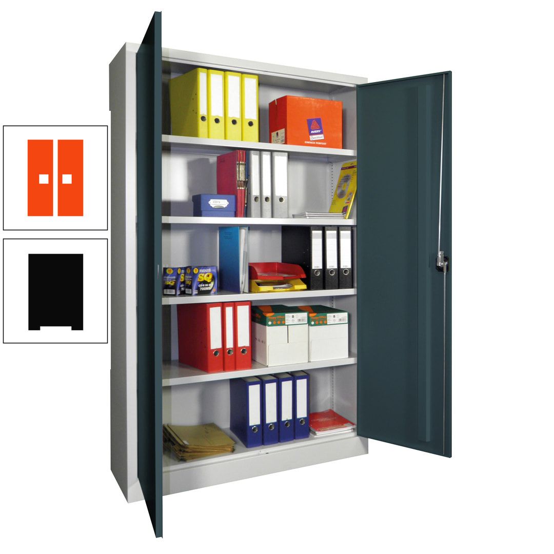 Aktenschrank - Vollblechtüren - 1.950x1.200x400 mm (HxBxT) - 4 Einlegeböden verzinkt - Zylinderschloss - anthrazitgrau