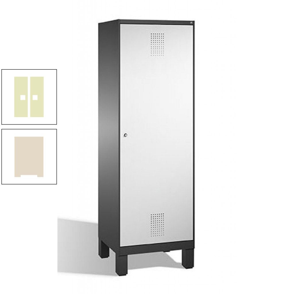 Doppel-Spind, Garderobenschrank, 1 Tür für 2 Abteile a 300 mm, Korpus anthrazitgrau, Türen anthrazitgrau, 1.850 x 600 x 500 mm (HxBxT)