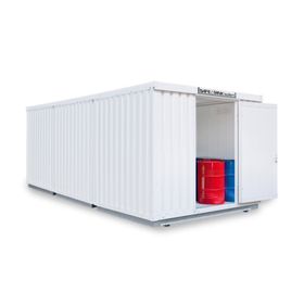 Isolierter Gefahrstoffcontainer - 2.510 x 4.050 x 6.520 mm (HxBxT) - Auffangvolumen 3 x 1.050 l - ohne Lüftung - Türausführung wählbar