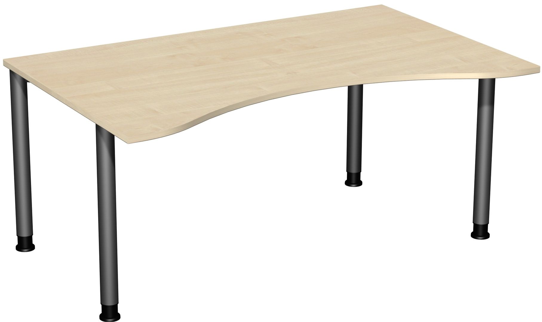 Ergo-Schreibtisch - 4-Fuß Flex - Bürotisch - Höhe 680-800 mm - 1.600 x 1.000 mm (BxT) - Gestell anthrazit - Ahorn