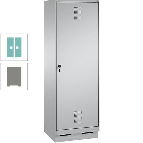 Doppel-Spind, Garderobenschrank, 1 Tür für 2 Abteile a 300 mm, Korpus anthrazitgrau, Türen anthrazitgrau, 1.800 x 600 x 500 mm (HxBxT)
