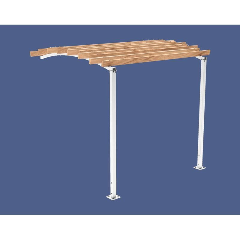 Pergola seitliche Erweiterung, Kiefer druckimprägniert Klasse 4, Stahlrohr 80x80 mm, 2.910 x 2.520 x 3.020 mm (HxBxT) fvz, beschichtet Farbe Purpurrot