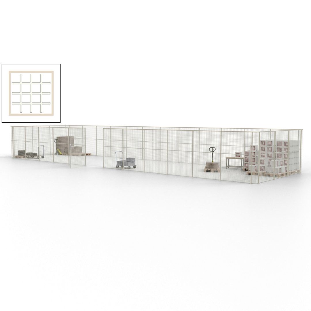 Maschinen Schutzgitter - Hallentrennwand - Sicherheitszaun - Tür - 45 m - 2.200 x 18.400 x 4.900 mm (HxBxT) - enzianblau