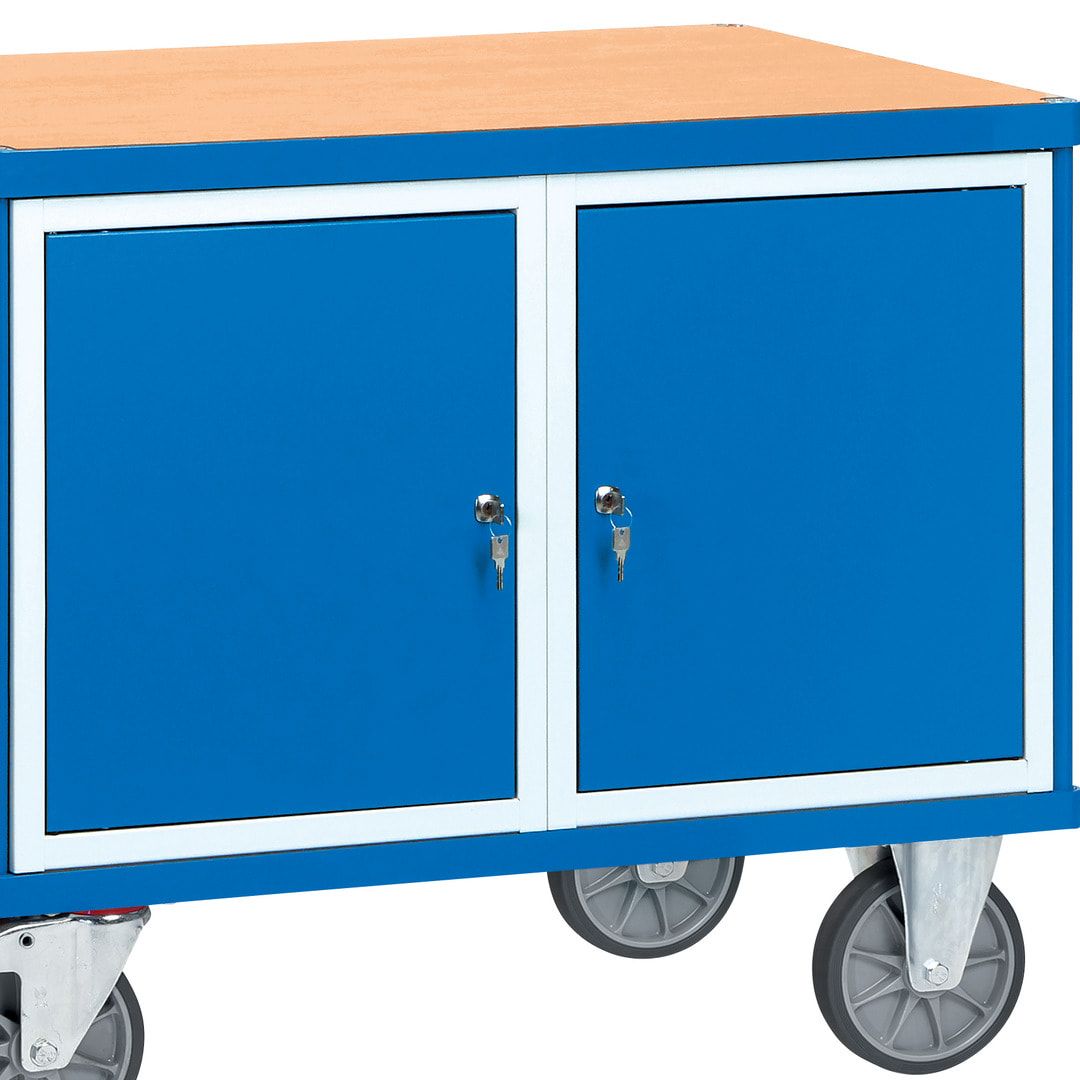 Fetra - Werkstattwagen mit 2 Stahlschränken - Tragkraft 600 kg - Höhe 900 mm - Ladefläche 700 x 1.050 mm