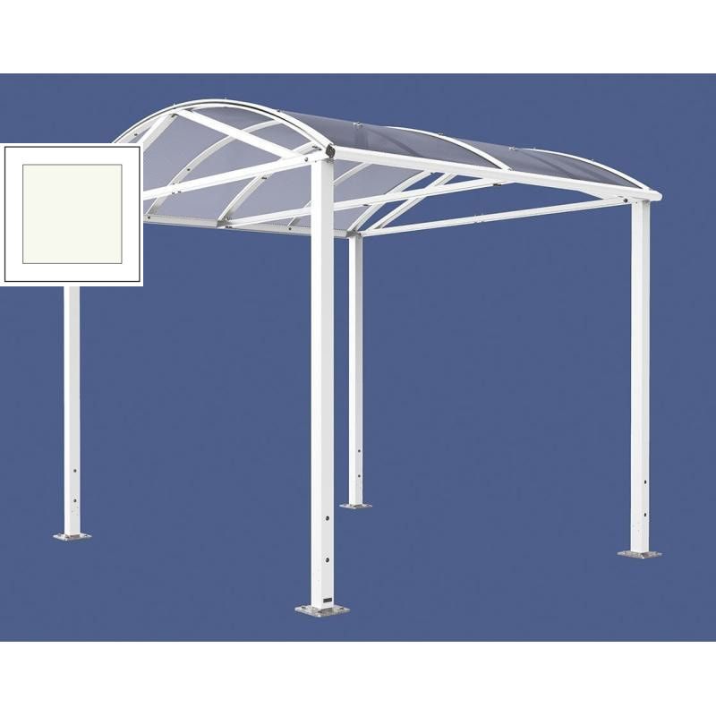 Fahrradüberdachung, Unterstand, 5 Plätze, Grundmodell, Bogendach, Entwässerung, Stahl, 2.640 x 2.520 x 2.830 mm (HxBxT), Farbe enzianblau