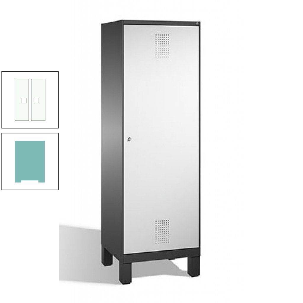Doppel-Spind, Garderobenschrank, 1 Tür für 2 Abteile a 300 mm, Korpus anthrazitgrau, Türen anthrazitgrau, 1.850 x 600 x 500 mm (HxBxT)