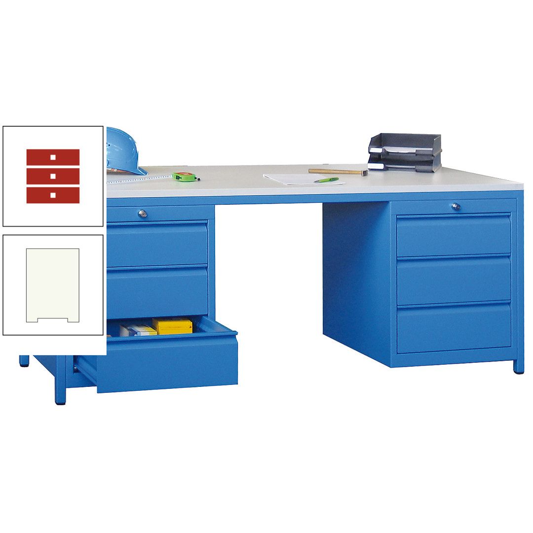 Meisterschreibtisch - 2 Schubladenblöcke - 6 Schubladen - 720 x 1.700 x 800 mm (HxBxT) - anthrazitgrau