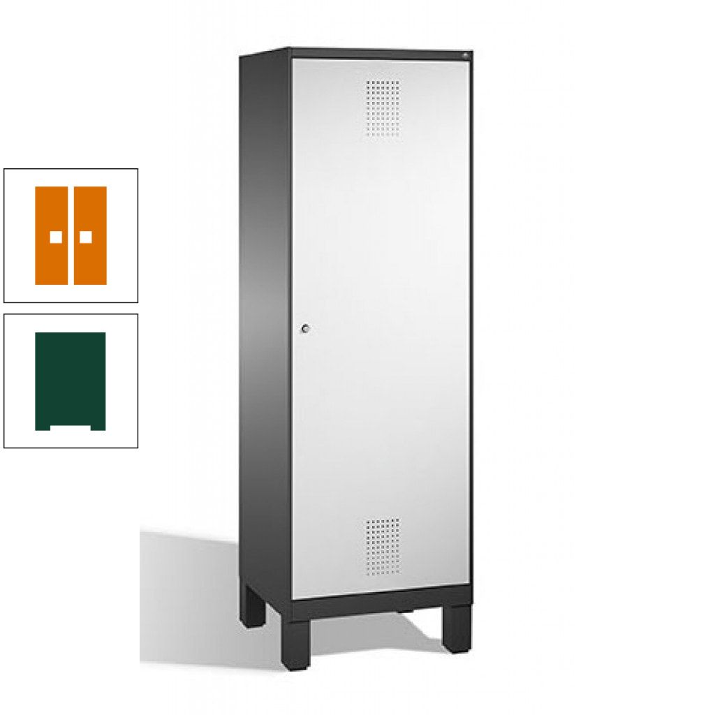 Doppel-Spind, Garderobenschrank, 1 Tür für 2 Abteile a 300 mm, Korpus anthrazitgrau, Türen anthrazitgrau, 1.850 x 600 x 500 mm (HxBxT)
