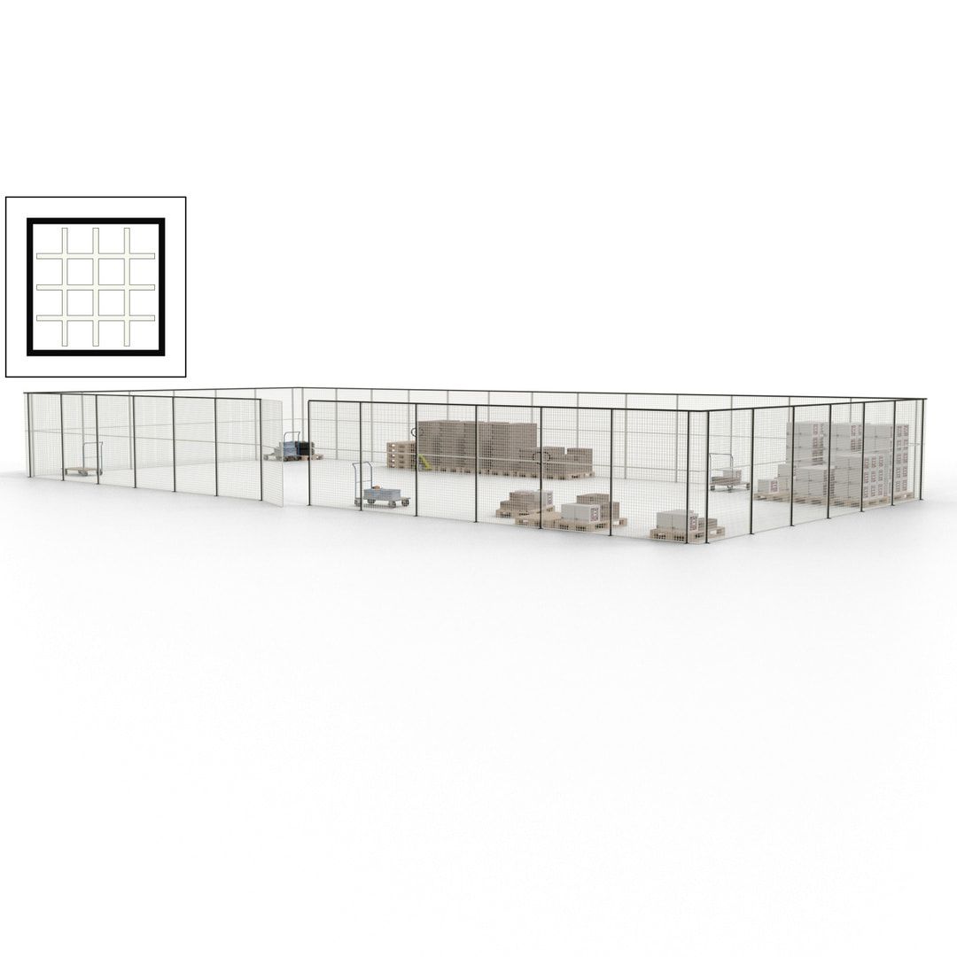 Maschinen Schutzgitter - Hallentrennwand - Sicherheitszaun - Tür - 57 m - 2.200 x 19.900 x 9.400 mm (HxBxT) - enzianblau