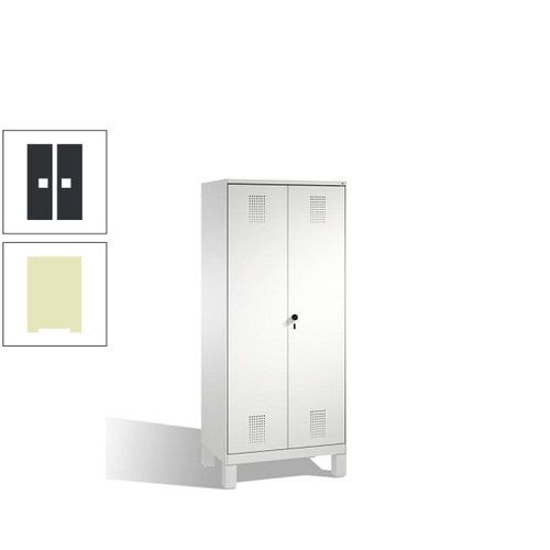 Doppel-Spind, Doppeltüren, Garderobenschrank mit Füßen, 2 Abteile a 400 mm, Korpus anthrazitgrau, Tür anthrazitgrau, 1.850 x 800 x 500 mm (HxBxT)