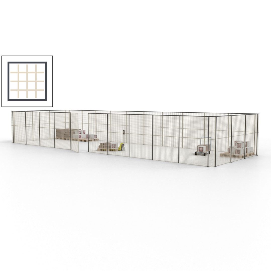 Maschinen Schutzgitter - Hallentrennwand - Sicherheitszaun - Tür - 39 m - 2.200 x 15.400 x 4.900 mm (HxBxT) - enzianblau