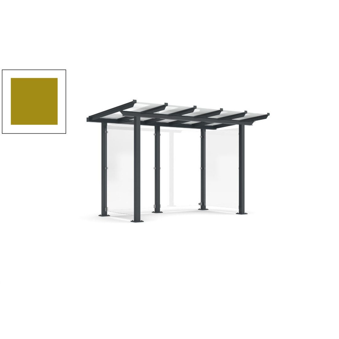 Unterstand mit Pultdach und Sicherheitsglas - feuerverzinkt und farbbeschichtet - 2.435 x 3.850 x 2.090 (HxBxT) - Farbe Achatgrau
