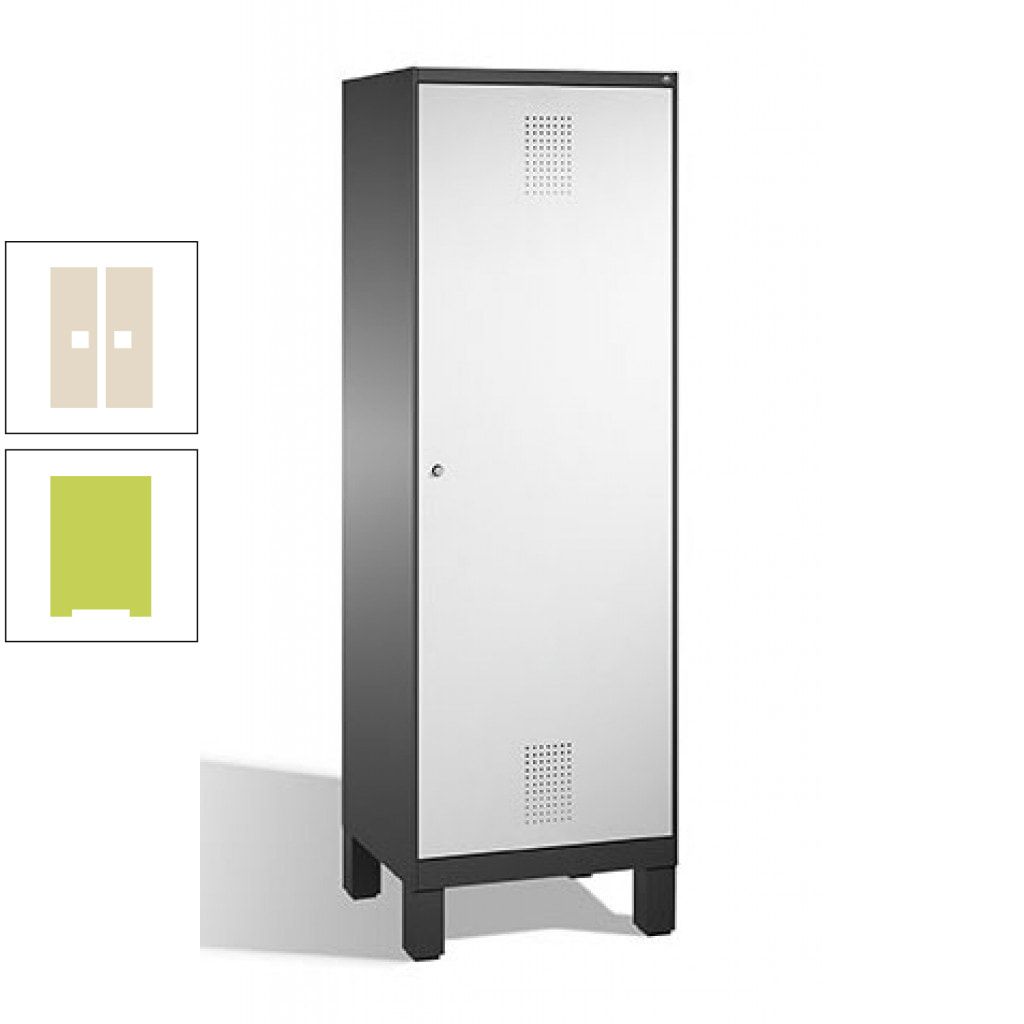 Doppel-Spind, Garderobenschrank, 1 Tür für 2 Abteile a 300 mm, Korpus anthrazitgrau, Türen anthrazitgrau, 1.850 x 600 x 500 mm (HxBxT)