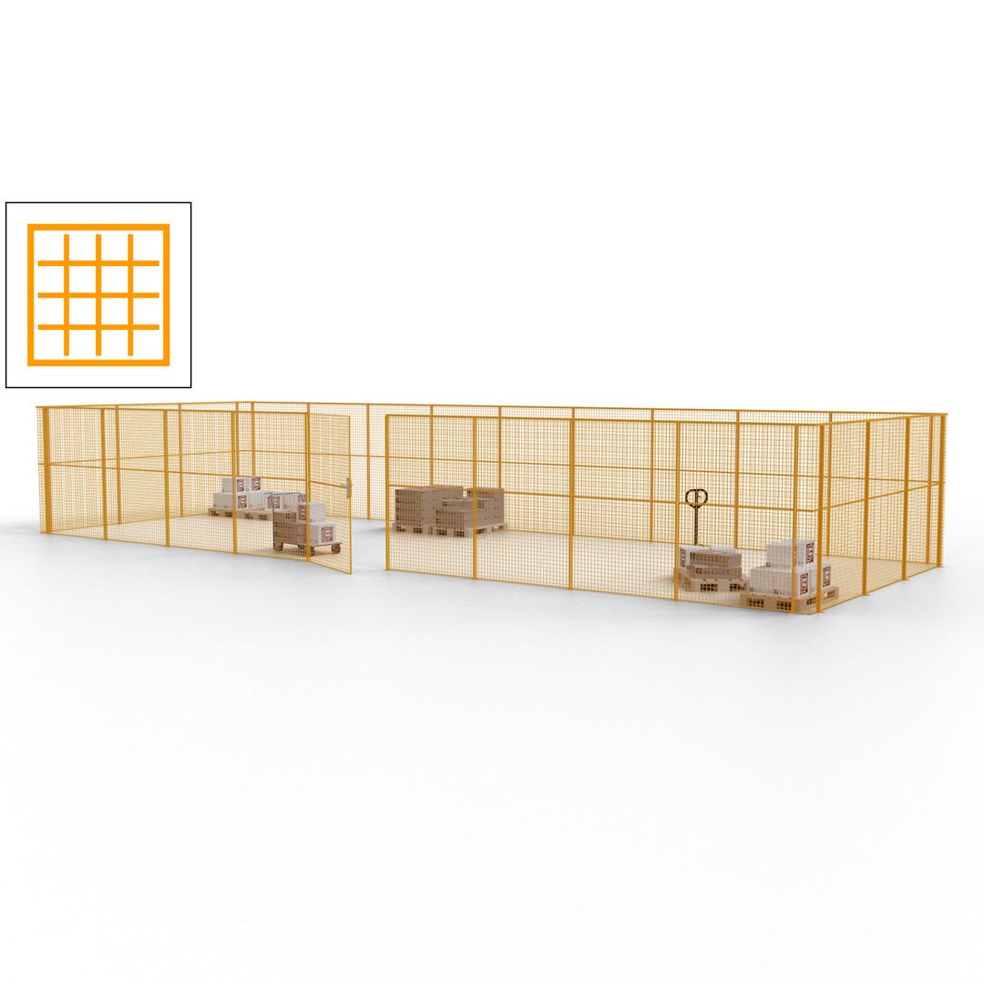 Maschinen Schutzgitter - Hallentrennwand - Sicherheitszaun - Tür - 36 m - 2.200 x 13.900 x 4.900 mm (HxBxT) - enzianblau