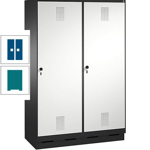 Doppel-Spind, Garderobenschrank, 2 Türen für 4 Abteile a 300 mm, Korpus anthrazitgrau, Türen anthrazitgrau, 1.800 x 1.200 x 500 mm (HxBxT)