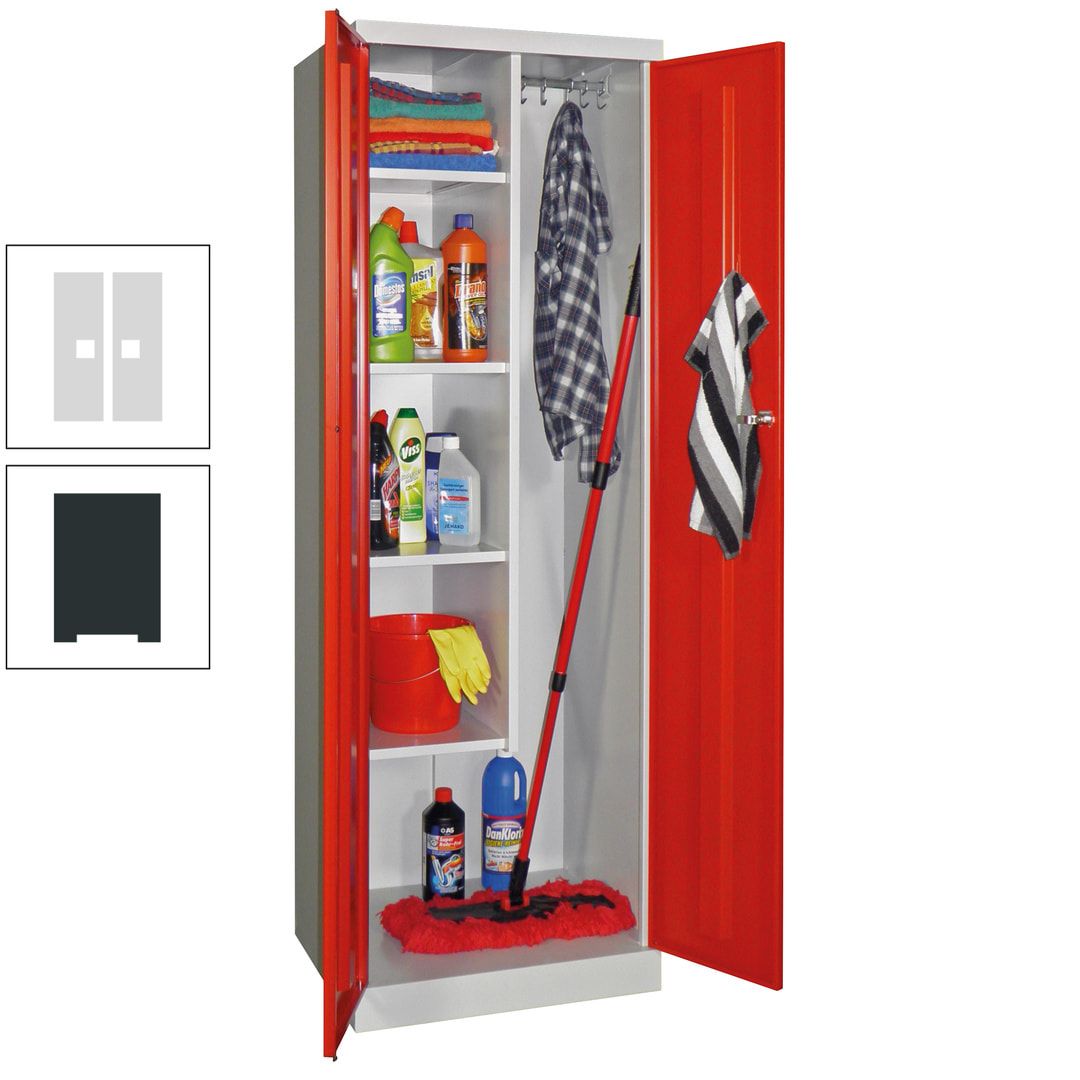 Putzschrank mit Sockel - 1 Abteil mit Trennwand - 1.800x600x500 mm (HxBxT) - Zylinderschloss - anthrazitgrau