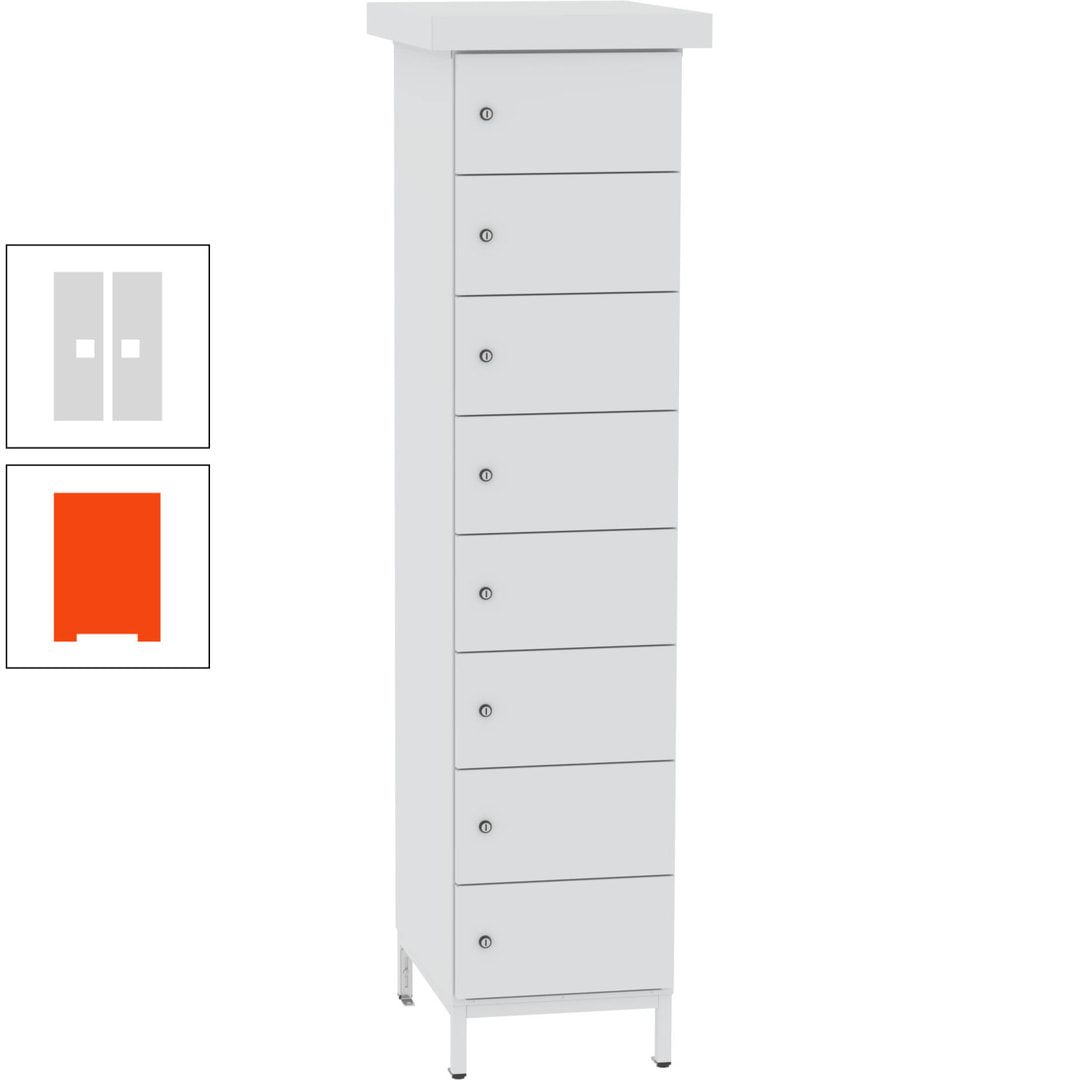 Akkuschrank, Batterieladeschrank, 8 Fächer, Schutzart IP54, Schuko, 1.855 x 400x 570 mm (HxBxT), Korpusfarbe anthrazitgrau, Frontfarbe anthrazitgrau
