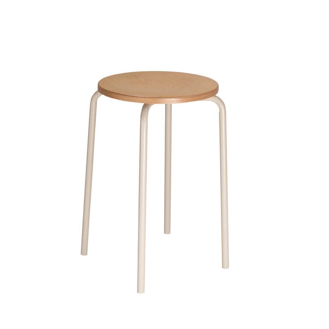 Hocker - Stapelhocker - Sitzhöhe 500 mm - Buche - Stahlrohrgestell lichtgrau