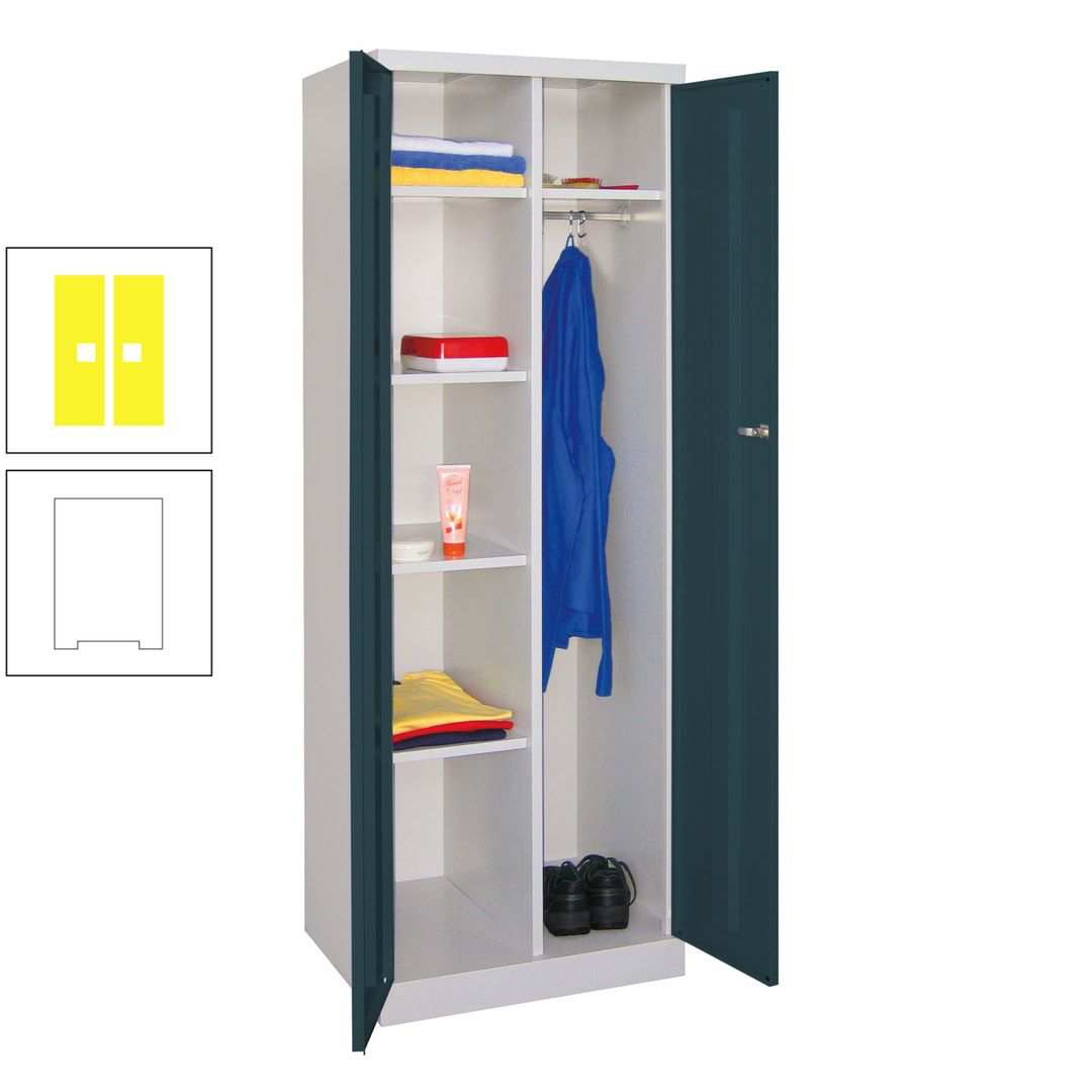 Kleiderschrank mit Sockel - Spind - 1 Abteil mit Trennwand - 1.800x600x500 mm (HxBxT) - Zylinderschloss - anthrazitgrau