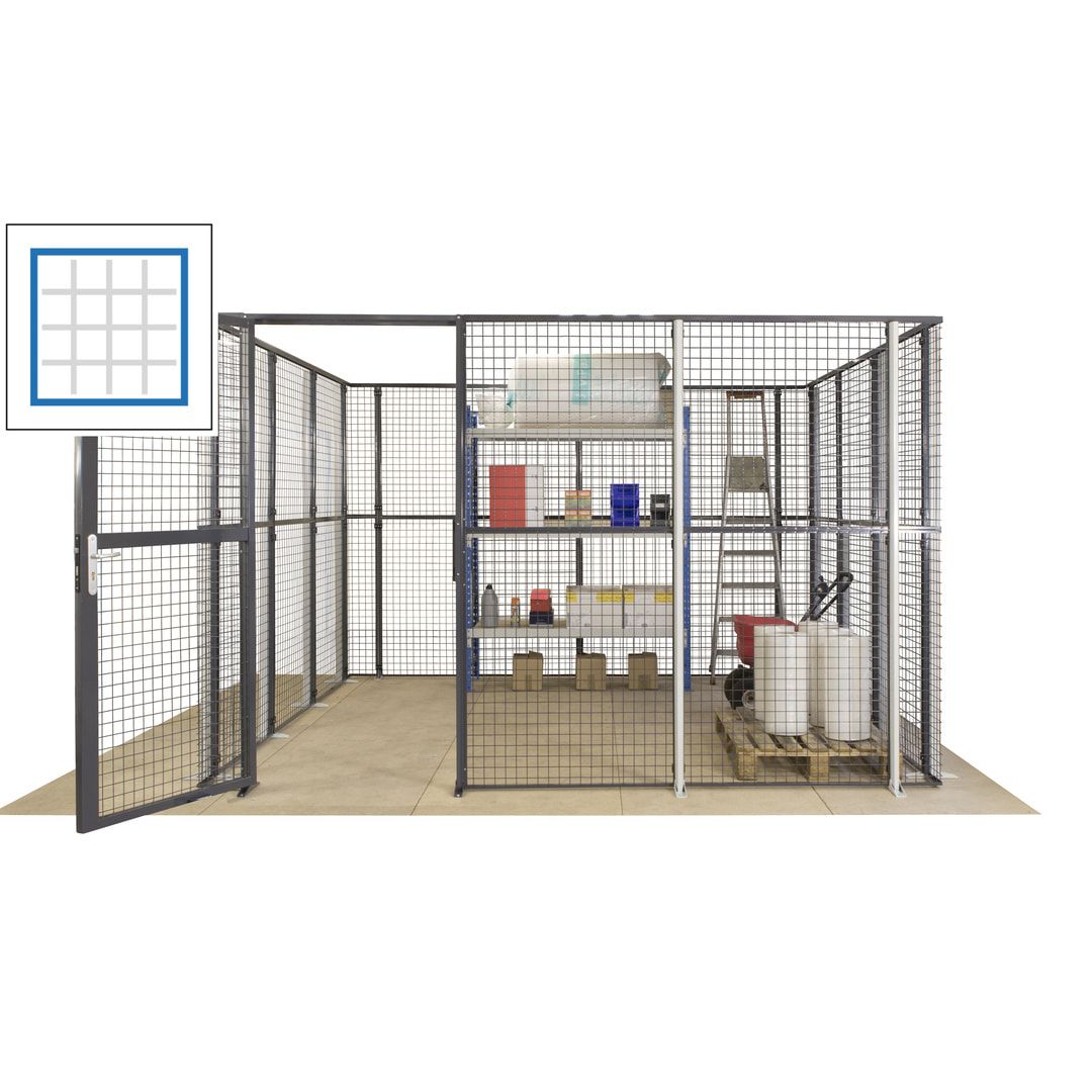 Maschinen Schutzgitter - Hallentrennwand - Sicherheitszaun - Tür - 72 m - 2.200 x 21.400 x 15.400 mm (HxBxT) - enzianblau