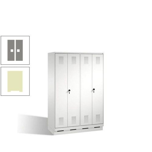 Doppel-Spind, Doppeltüren, Garderobenschrank mit Sockel, 4 Abteile a 300 mm, Korpus anthrazitgrau, Tür anthrazitgrau, 1.800 x 1.200 x 500 mm (HxBxT)