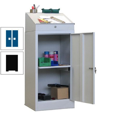 Stehpult mit Schrank - Vollblechtür - Zylinderschloss - 1 Ausziehboden - 1.270x500x500 mm (HxBxT) - anthrazitgrau