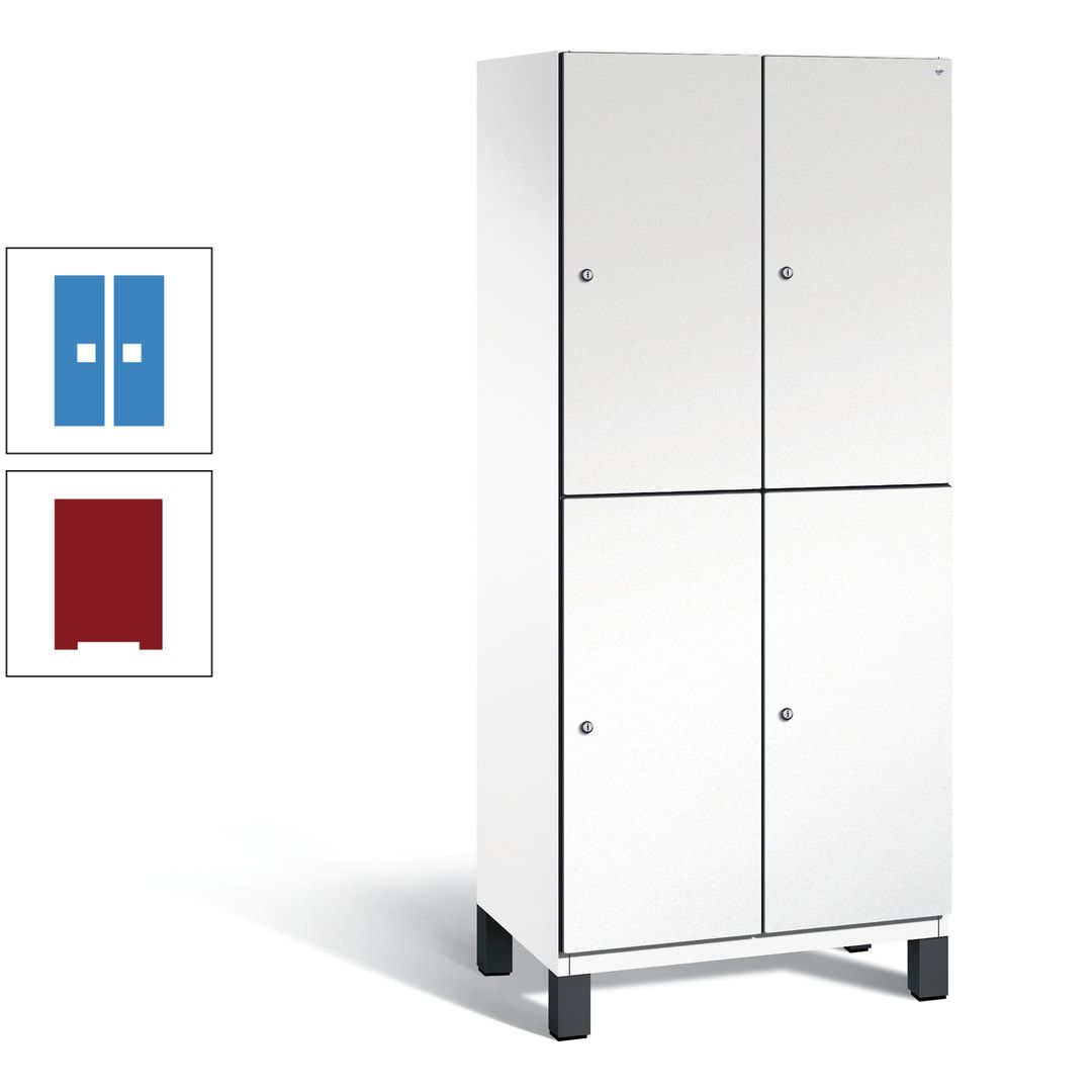 Fächerschrank, Stahlschrank, doppelstöckig, 4 Fächer, Füße, Korpus anthrazitgrau, Tür anthrazitgrau, 1.980 x 800 x 525 mm (HxBxT)