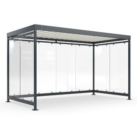 Fahrradunterstand, Fahrgastunterstand, Bushaltestelle, Bausatz, 12-13 Personen, 2.510 x 4.195 x 2.165 mm (HxBxT), 8 Wände