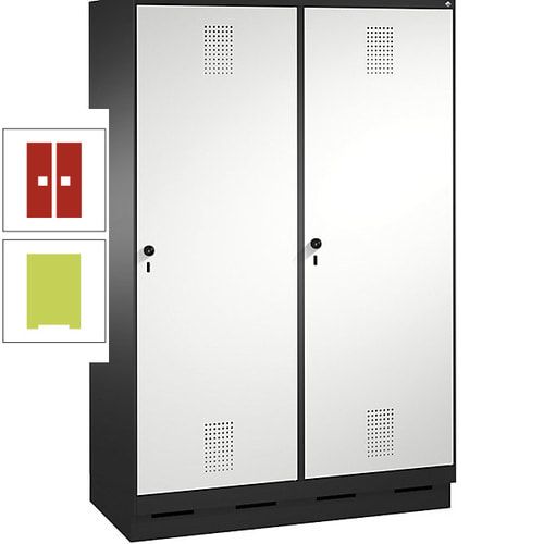 Doppel-Spind, Garderobenschrank, 2 Türen für 4 Abteile a 300 mm, Korpus anthrazitgrau, Türen anthrazitgrau, 1.800 x 1.200 x 500 mm (HxBxT)