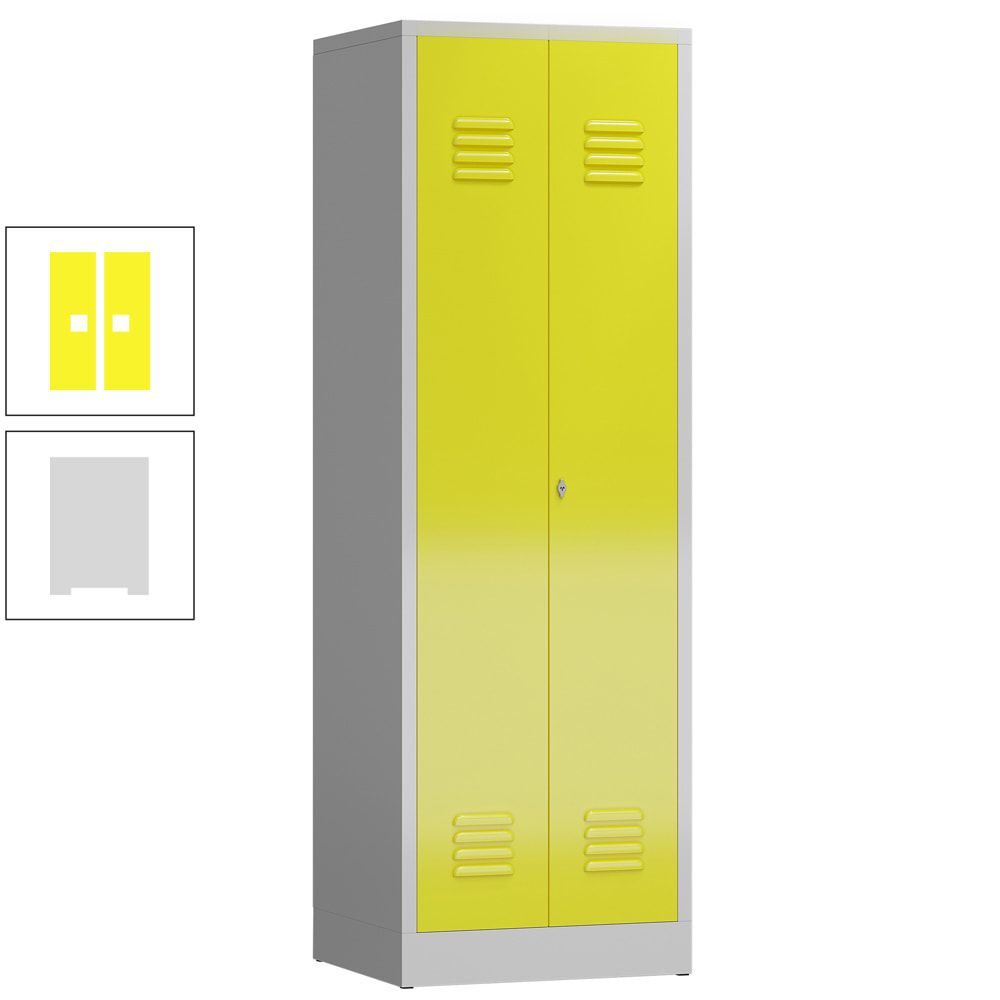Mehrzweckschrank, Garderobenschrank, 2 Abteile, 6 Fächer, 1.800 x 590 x 500 mm (HxBxT), Drehriegel, Stahl, Korpus: lichtgrau, Front: anthrazitgrau