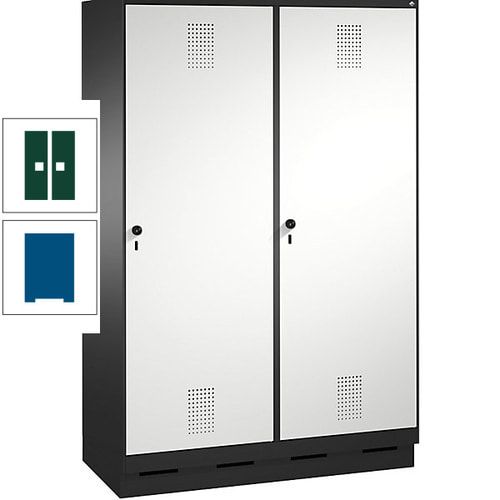 Doppel-Spind, Garderobenschrank, 2 Türen für 4 Abteile a 300 mm, Korpus anthrazitgrau, Türen anthrazitgrau, 1.800 x 1.200 x 500 mm (HxBxT)