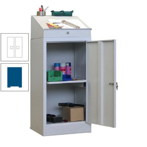 Stehpult mit Schrank - Vollblechtür - Zylinderschloss - 1 Ausziehboden - 1.270x500x500 mm (HxBxT) - anthrazitgrau