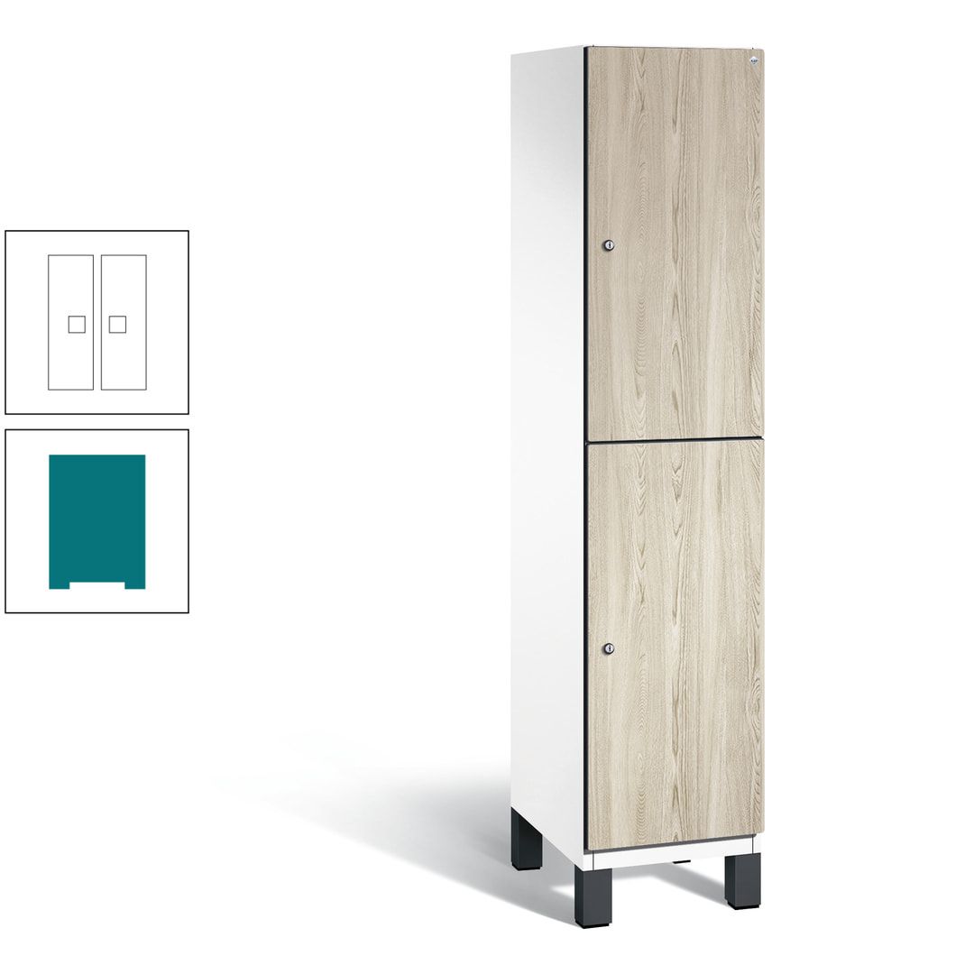 Fächerschrank, Garderobenschrank, mit Füßen, 1 Abteile, 1.980 x 400 x 525 mm (HxBxT), Korpus anthrazitgrau, Tür Donau-Ahorn