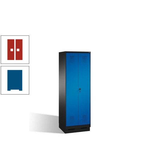 Doppel-Spind, Doppeltüren, Garderobenschrank mit Sockel, 2 Abteile a 300 mm, Korpus anthrazitgrau, Tür anthrazitgrau, 1.800 x 600 x 500 mm (HxBxT)