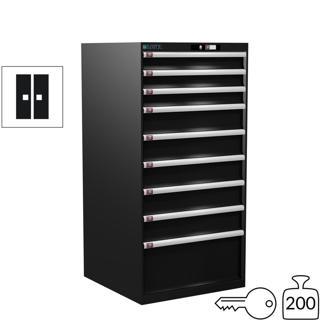 Lista Schubladenschrank - 13.106.010 - 1.450x717x725 mm (HxBxT) - 9 Schubladen - 200 kg - Key Lock - lichtblau (RAL 5012)