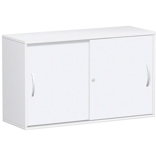 Anstell-Schiebetürenschrank, Stellfüße, 2 Ordnerhöhen, Fachboden, 720 x 1.200 x 425 mm (HxBxT), Korpus Ahorn, Front Buche