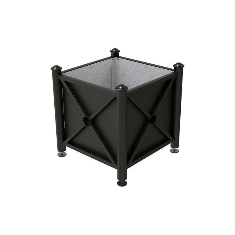 Pflanzbehälter, Stahlblech feuerverzinkt, verstellbare Füße, Innenfach feuerverzinkt, Kopf Agora, 750 x 800 x 800 mm (HxBxT), enzianblau