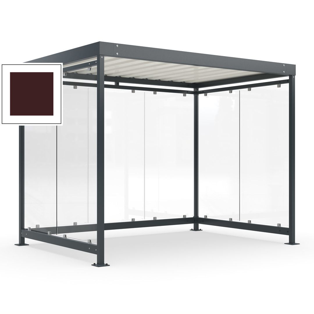 Raucherunterstand, Bausatz, Fahrgastunterstand, Bushaltestelle, 2.510 x 3.180 x 2.165 mm (HxBxT), 7 Wände, Achatgrau