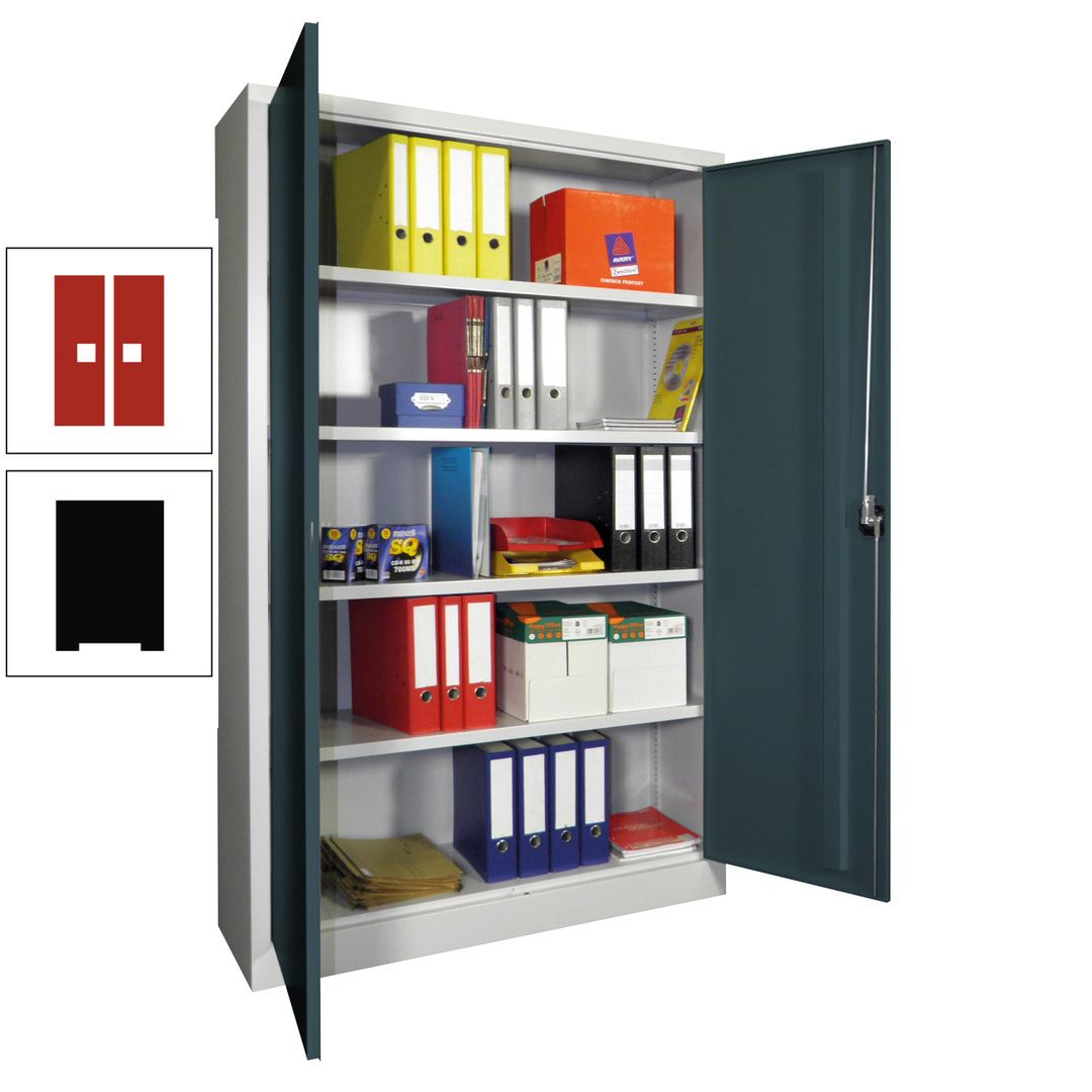 Aktenschrank - Vollblechtüren - 1.950x1.200x400 mm (HxBxT) - 4 Einlegeböden verzinkt - Zylinderschloss - anthrazitgrau