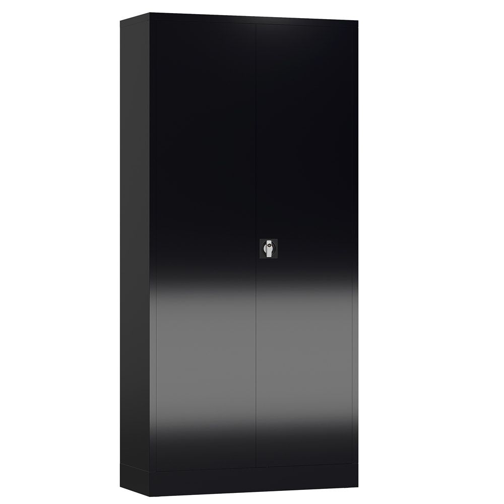 Aktenschrank, Büroschrank, abschließbar, Flügeltüren, 4 Fachböden, 1.945 x 920 x 500 mm (HxBxT), Stahl, Korpus und Türen lichtgrau