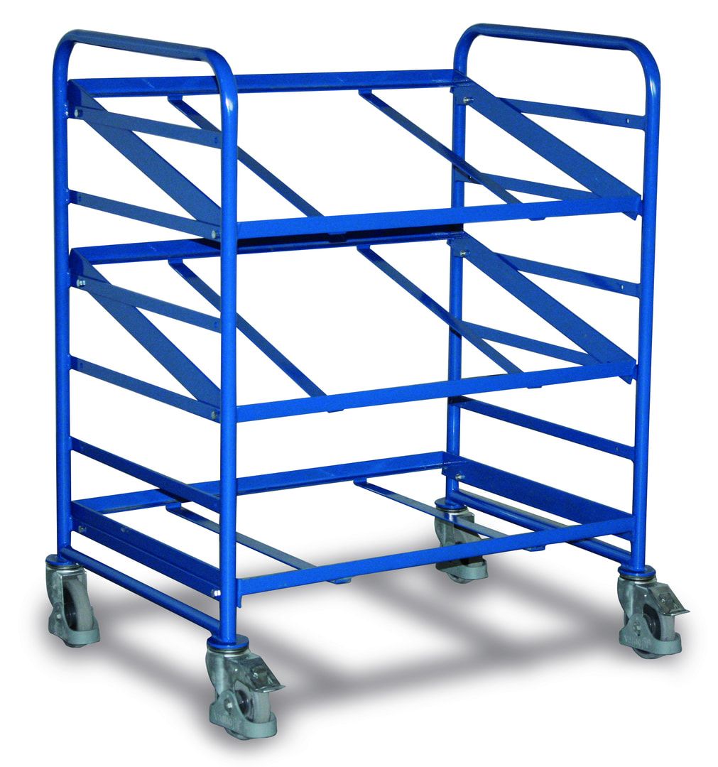 Eurokastenwagen - 3 Etagen - Ladefläche 825 x 610 mm - Traglast 200 kg - enzianblau