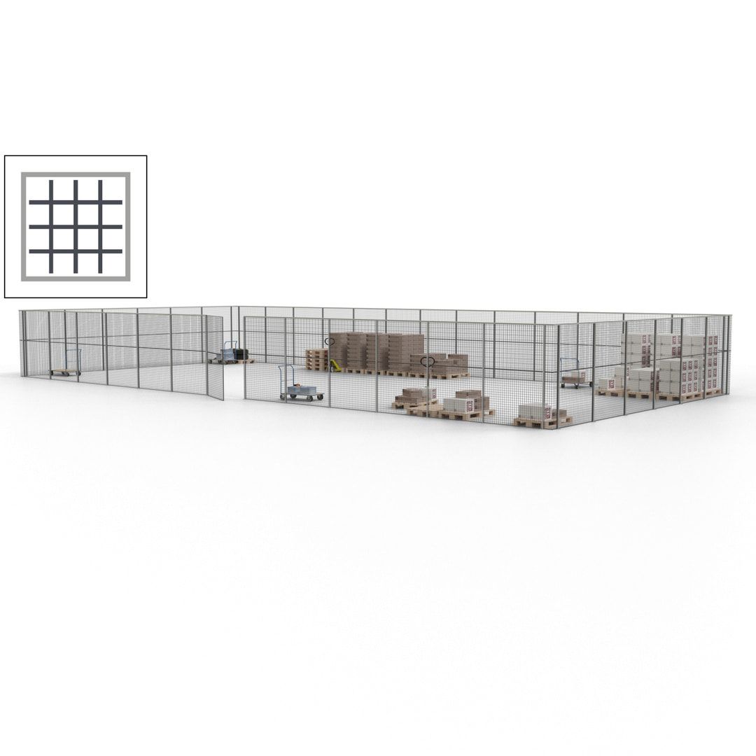 Maschinen Schutzgitter - Hallentrennwand - Sicherheitszaun - Tür - 57 m - 2.200 x 19.900 x 9.400 mm (HxBxT) - enzianblau