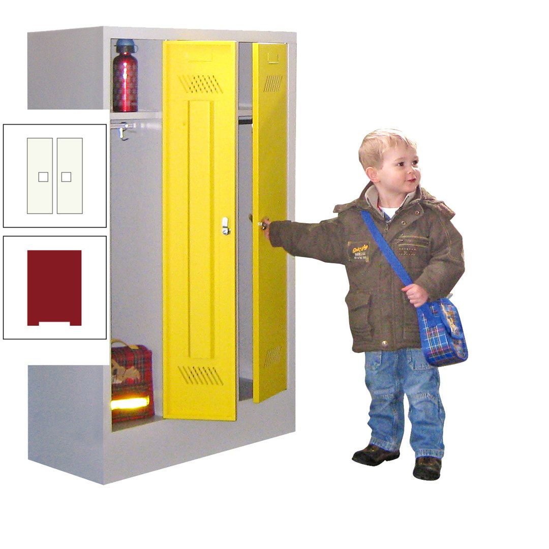 Spindschrank f. Kindergärten - mit Sockel - Höhe 1.300 mm - 2 Abteile a 250 mm - Drehriegel - anthrazitgrau