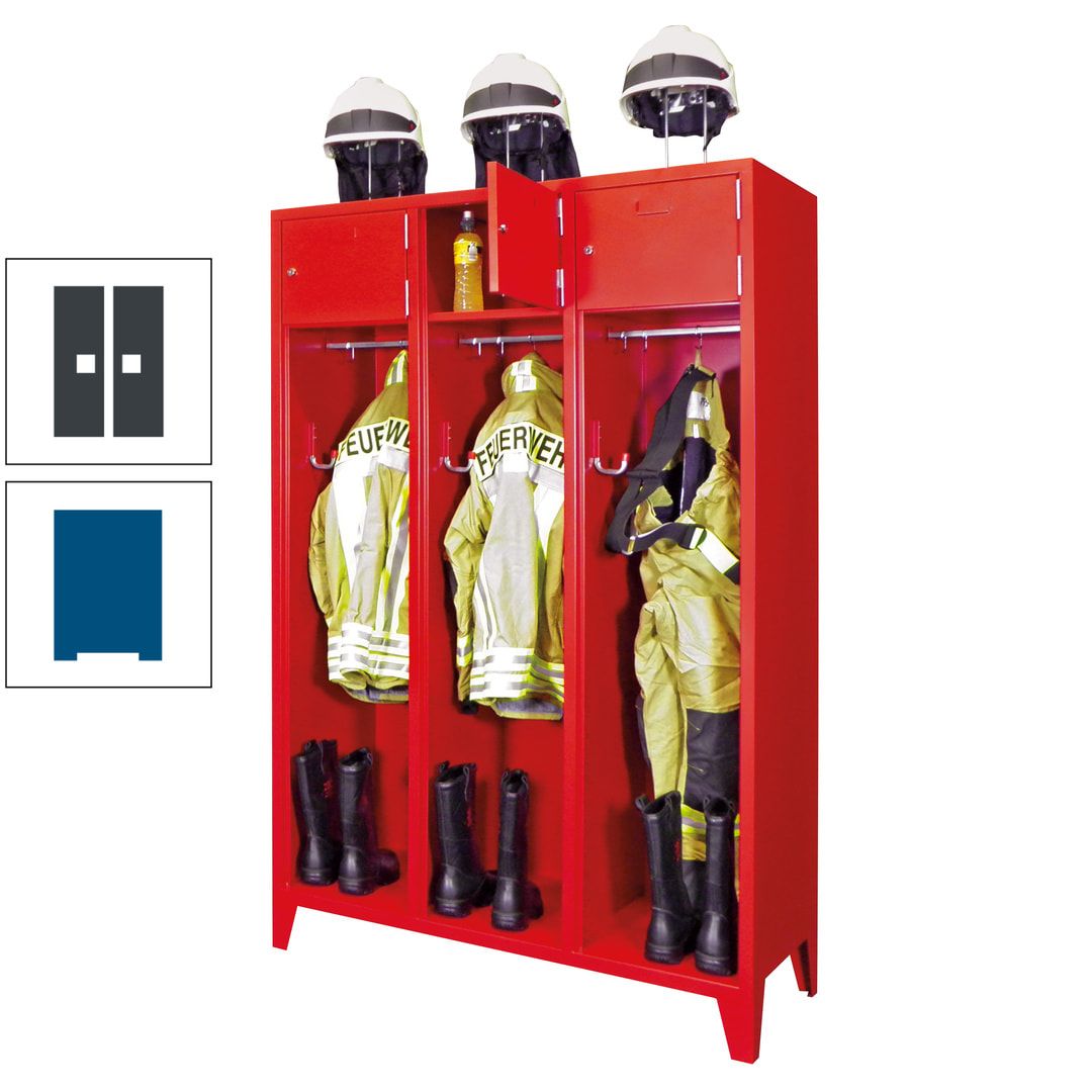 Feuerwehrschrank - 2 Abteile - Ablagefach mit Tür, Etikettenrahmen - 2.100 x 830 x 500 mm (HxBxT) - anthrazitgrau