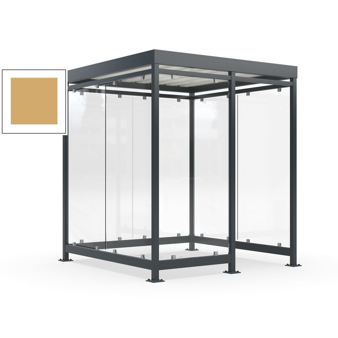 Raucherunterstand, Bushaltestelle, 7 Wände, 6-7 Personen, 2.510 x 2.165 x 2.165 mm (HxBxT), Farbe Achatgrau