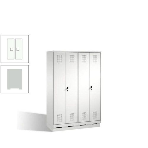 Doppel-Spind, Doppeltüren, Garderobenschrank mit Sockel, 4 Abteile a 300 mm, Korpus anthrazitgrau, Tür anthrazitgrau, 1.800 x 1.200 x 500 mm (HxBxT)