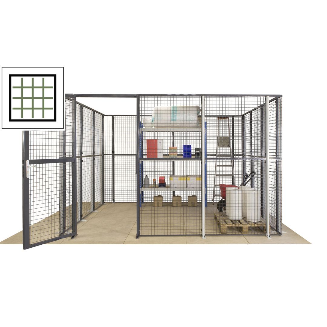 Maschinen Schutzgitter - Hallentrennwand - Sicherheitszaun - Tür - 72 m - 2.200 x 21.400 x 15.400 mm (HxBxT) - enzianblau
